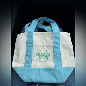 Trader Joe’s mini tote bag blue pastel